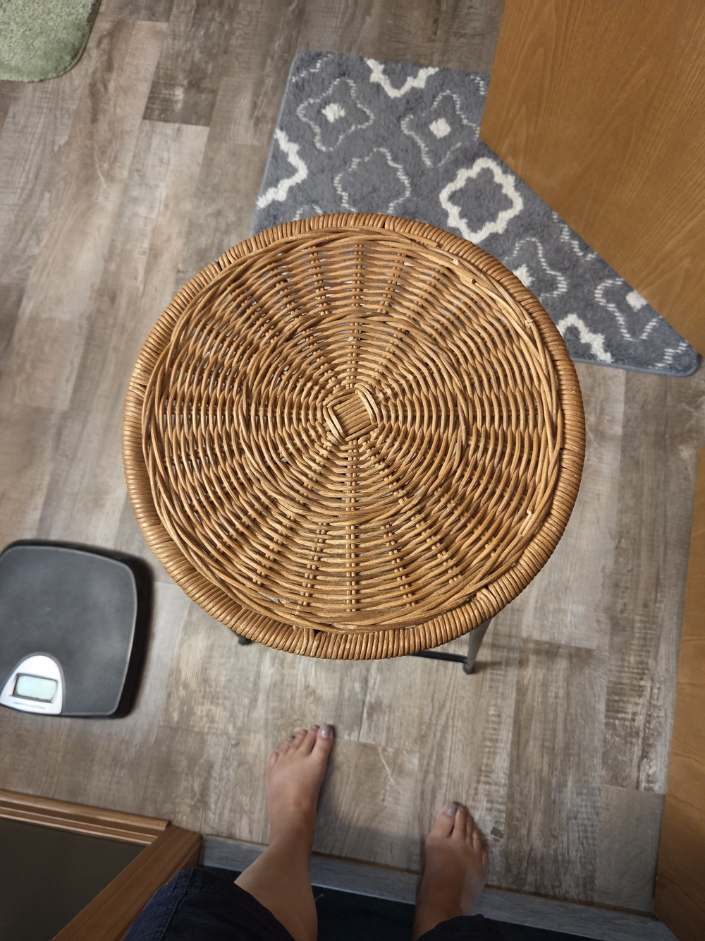 Woven Rattan Accent Stool - Brown